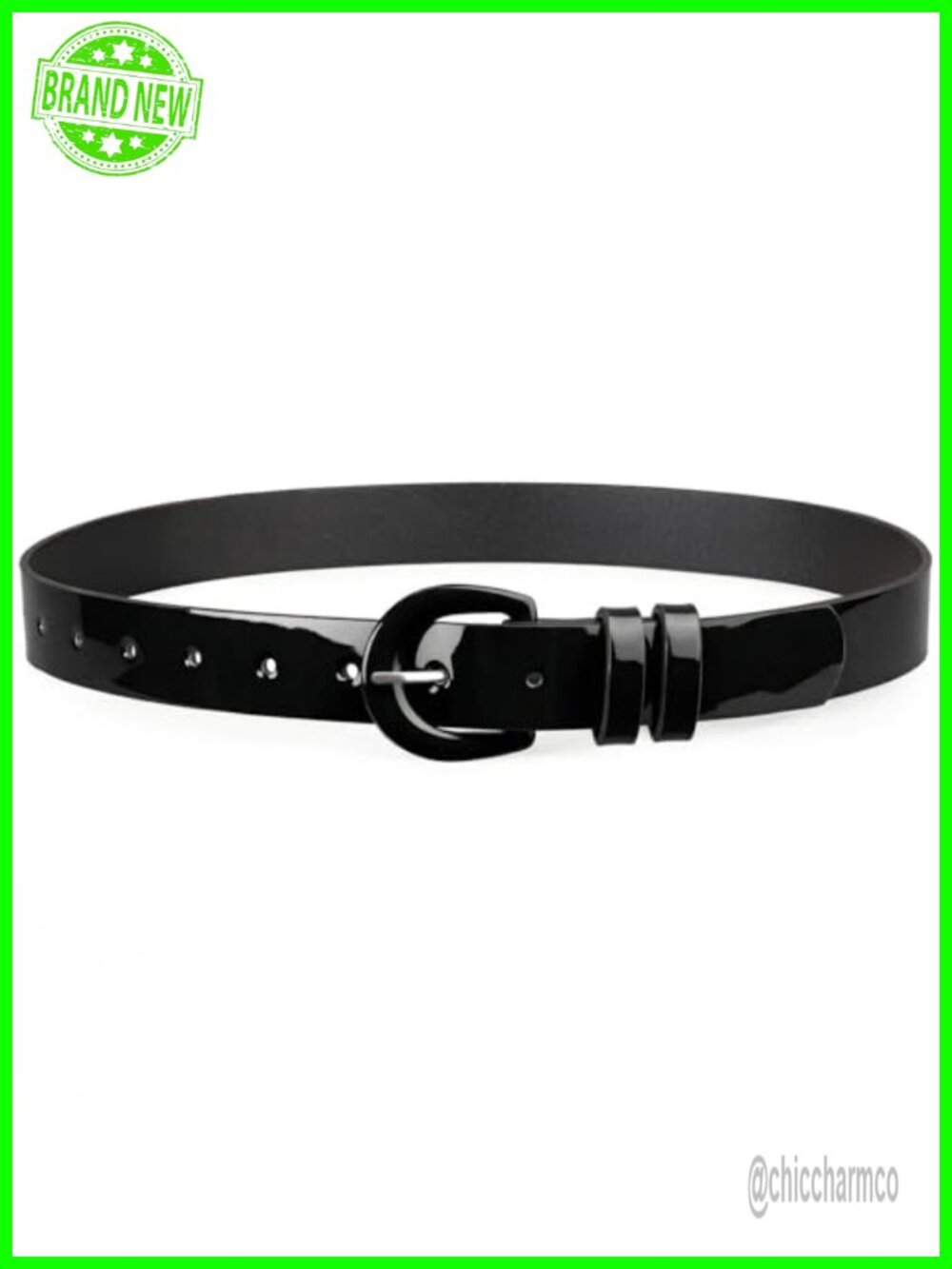 Faux Patent Leather Women's Belt Vintage Retro Buckle Adjustable Waist